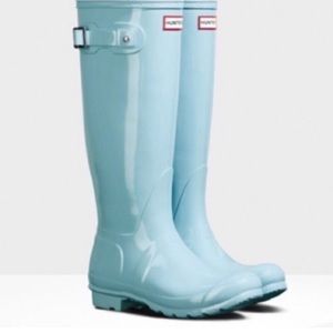 Tiffany Blue tall gloss Hunter rain boots